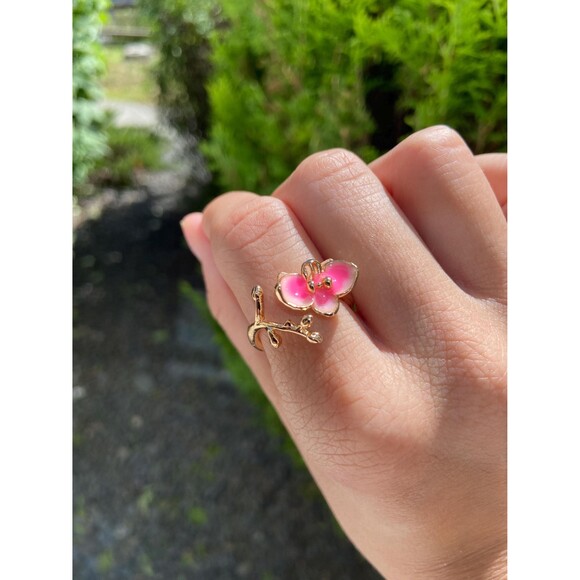 Adjustable Ring - Pink and Gold  Ring -  Minimalist Ring - Picture 1 of 2